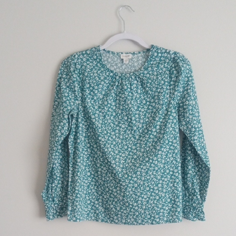 J. Crew Teal Floral Blouse